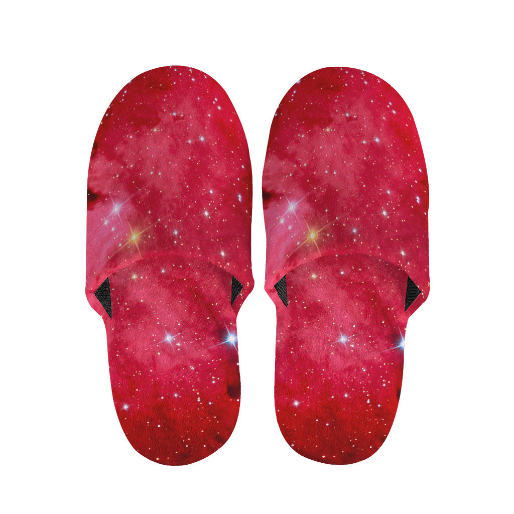 Red Galaxy Space Cloud Print Slippers