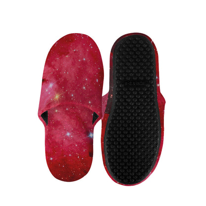 Red Galaxy Space Cloud Print Slippers