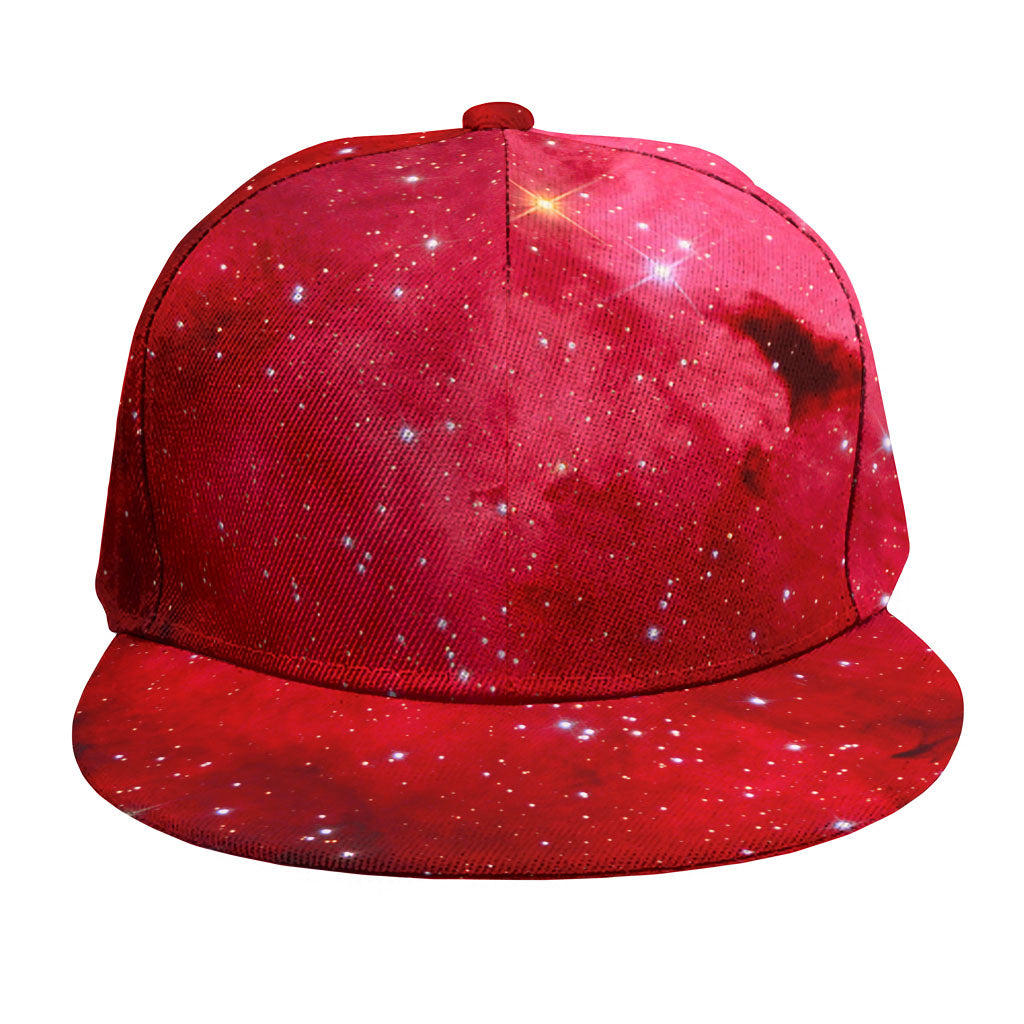 Red Galaxy Space Cloud Print Snapback Cap