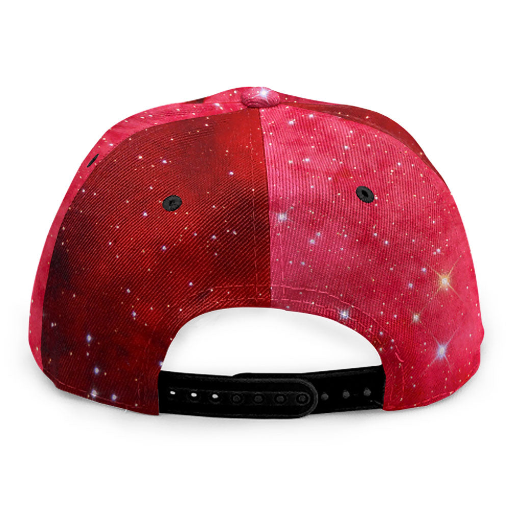 Red Galaxy Space Cloud Print Snapback Cap