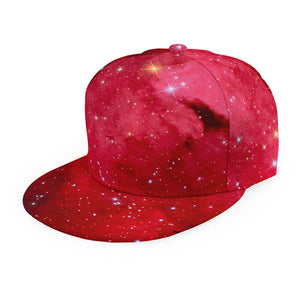 Red Galaxy Space Cloud Print Snapback Cap