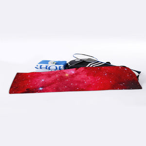 Red Galaxy Space Cloud Print Sports Towel