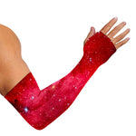 Red Galaxy Space Cloud Print Sun Protection Arm Sleeves