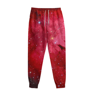 Red Galaxy Space Cloud Print Sweatpants