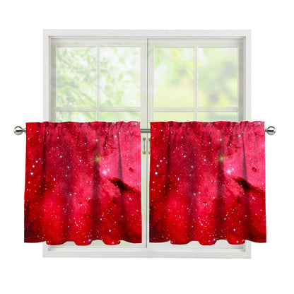Red Galaxy Space Cloud Print Tier Curtains