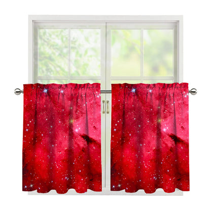 Red Galaxy Space Cloud Print Tier Curtains