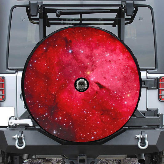 Red Galaxy Space Cloud Print Tire Cover With Camera Hole