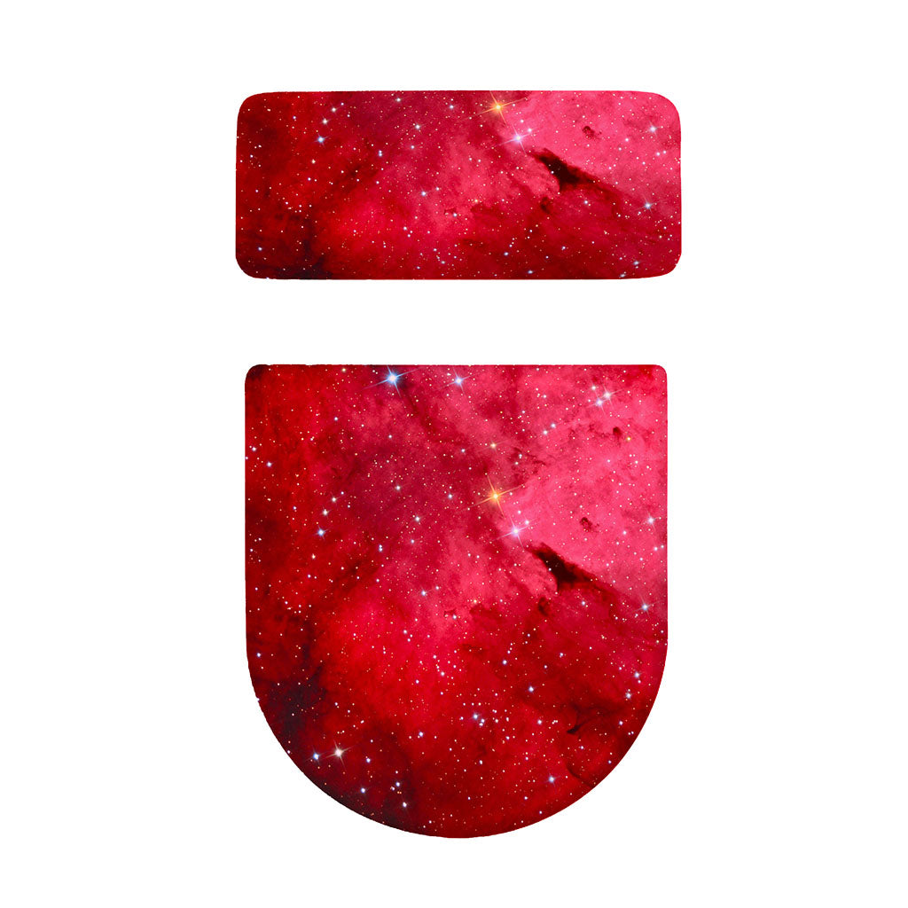 Red Galaxy Space Cloud Print Toilet Lid And Tank Cover Set
