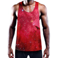 Red Galaxy Space Cloud Print Men's Workout Tank Top