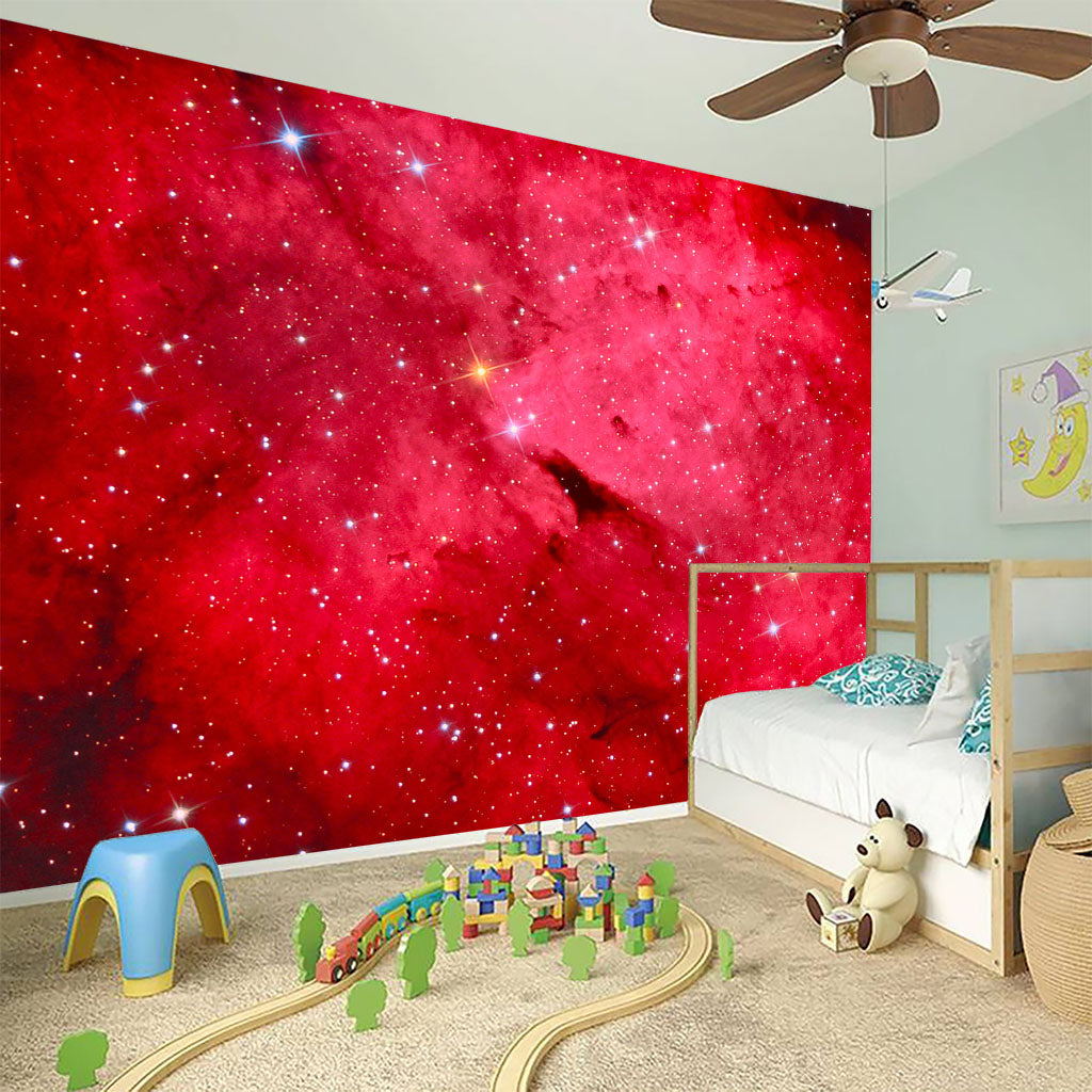 Red Galaxy Space Cloud Print Wall Sticker