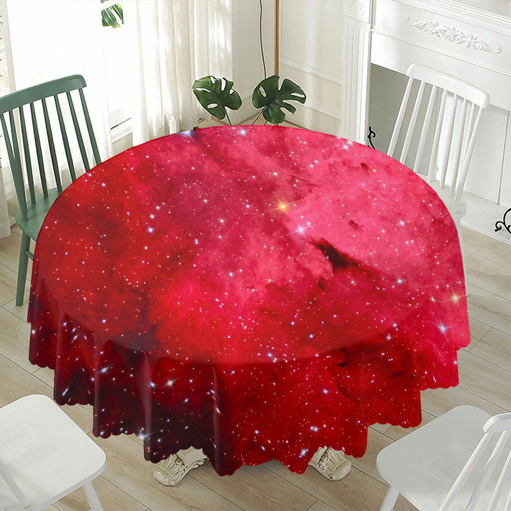 Red Galaxy Space Cloud Print Waterproof Round Tablecloth