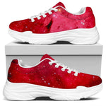 Red Galaxy Space Cloud Print White Chunky Shoes