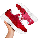 Red Galaxy Space Cloud Print White Chunky Shoes