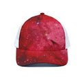 Red Galaxy Space Cloud Print White Mesh Trucker Hat
