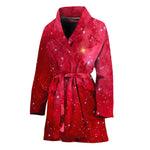 Red Galaxy Space Cloud Print Women's Bathrobe