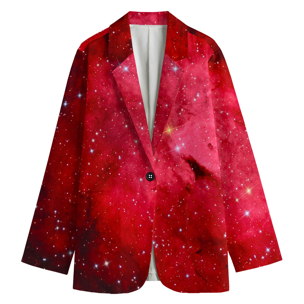 Red Galaxy Space Cloud Print Women's Blazer