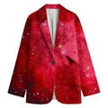 Red Galaxy Space Cloud Print Women's Cotton Blazer