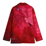Red Galaxy Space Cloud Print Women's Cotton Blazer