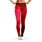 Red Galaxy Space Cloud Print Women's Leggings