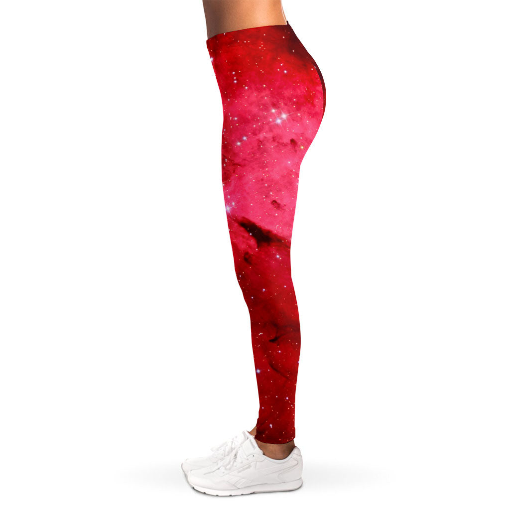 Red Galaxy Space Cloud Print Women's Leggings