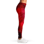 Red Galaxy Space Cloud Print Women's Leggings