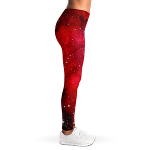 Red Galaxy Space Cloud Print Women's Leggings