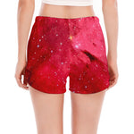 Red Galaxy Space Cloud Print Women's Split Running Shorts