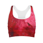 Red Galaxy Space Cloud Print Women's Sports Bra