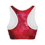 Red Galaxy Space Cloud Print Women's Sports Bra