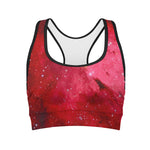 Red Galaxy Space Cloud Print Women's Sports Bra