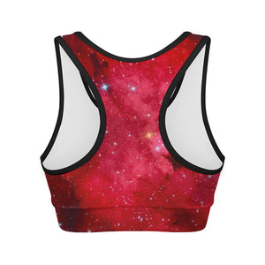 Red Galaxy Space Cloud Print Women's Sports Bra