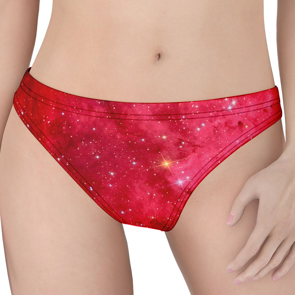 Red Galaxy Space Cloud Print Women's Thong