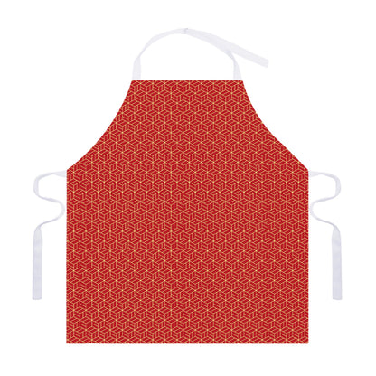 Red Geometric Japanese Pattern Print Adjustable Apron