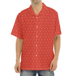 Red Geometric Japanese Pattern Print Aloha Shirt