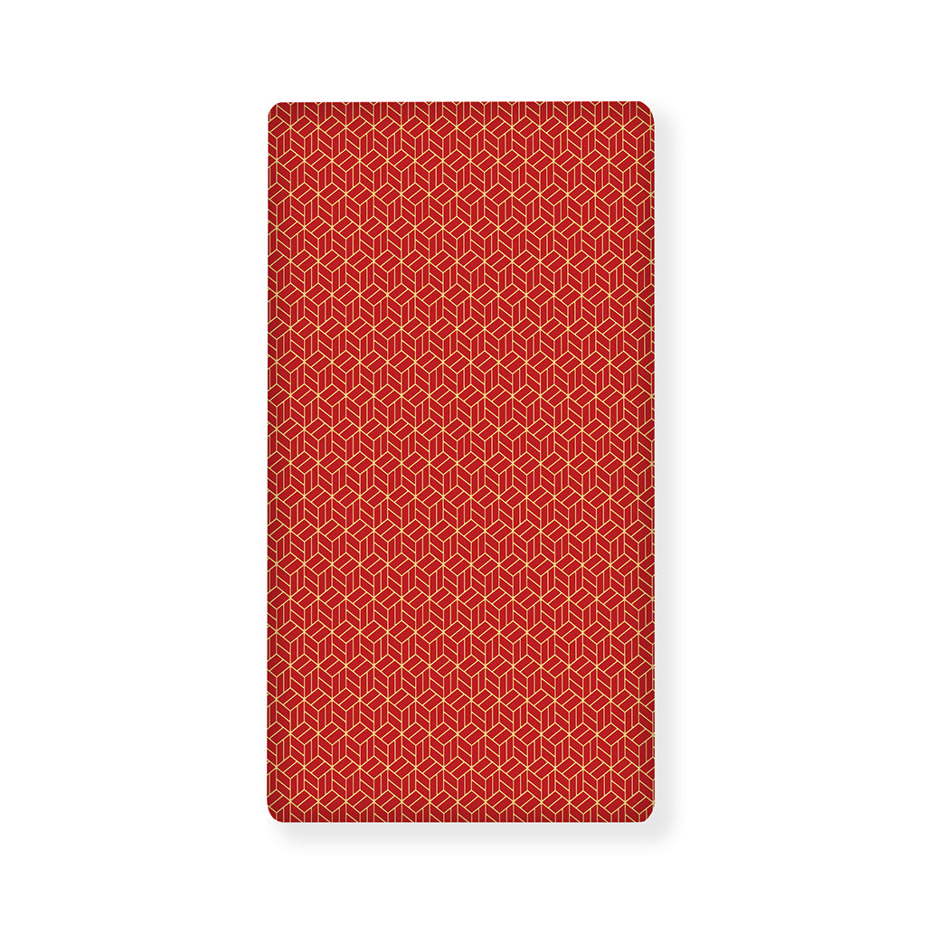 Red Geometric Japanese Pattern Print Baby Crib Sheet