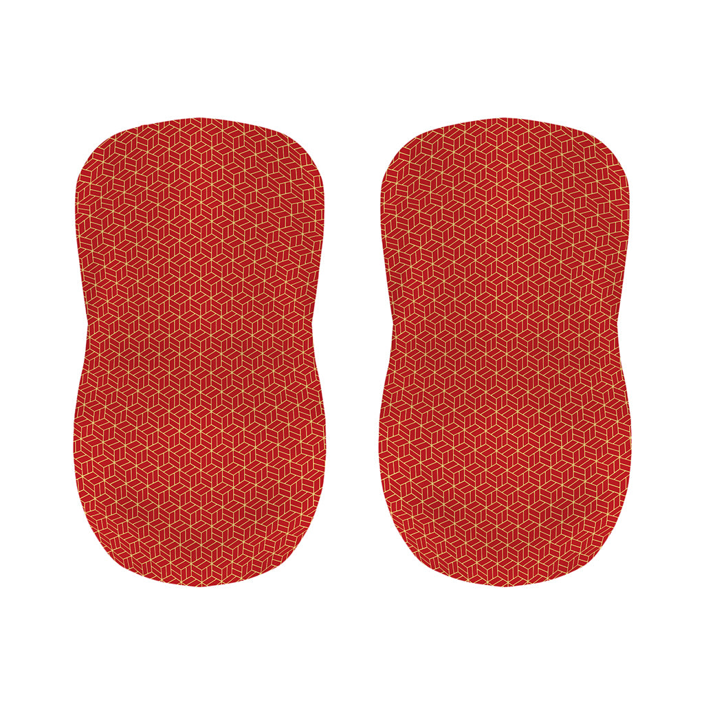 Red Geometric Japanese Pattern Print Bar Stool Covers