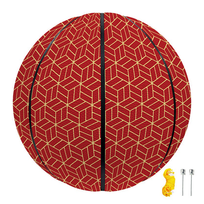 Red Geometric Japanese Pattern Print Basketball