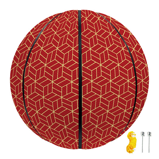 Red Geometric Japanese Pattern Print Basketball