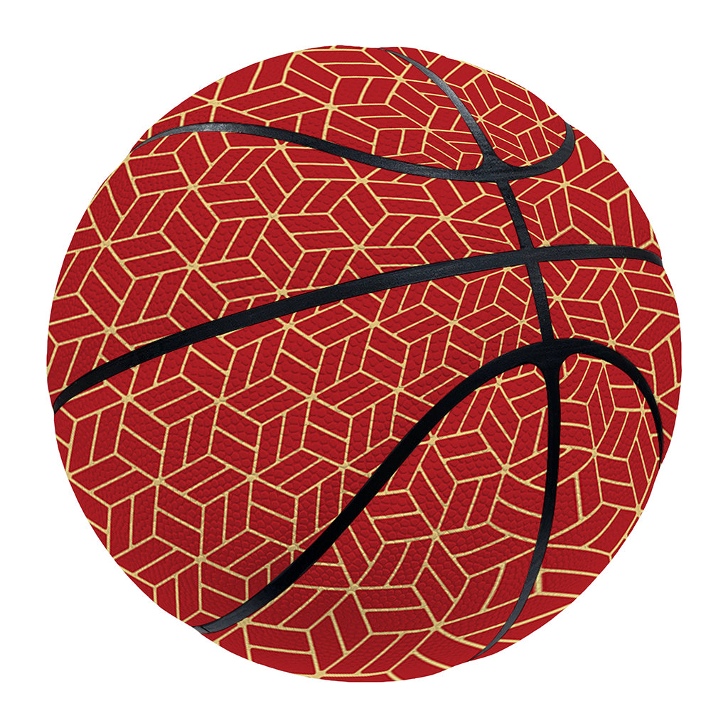 Red Geometric Japanese Pattern Print Basketball