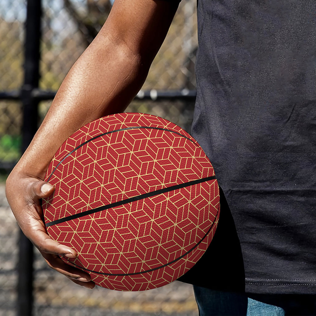 Red Geometric Japanese Pattern Print Basketball
