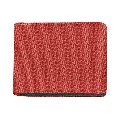 Red Geometric Japanese Pattern Print Bifold Wallet