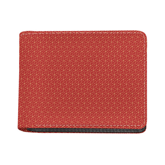 Red Geometric Japanese Pattern Print Bifold Wallet