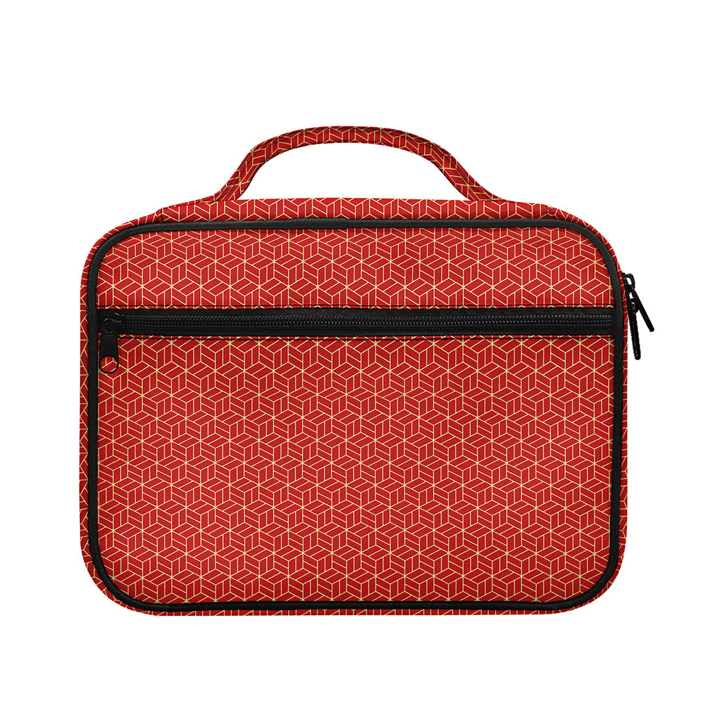 Red Geometric Japanese Pattern Print Briefcase Bible Bag