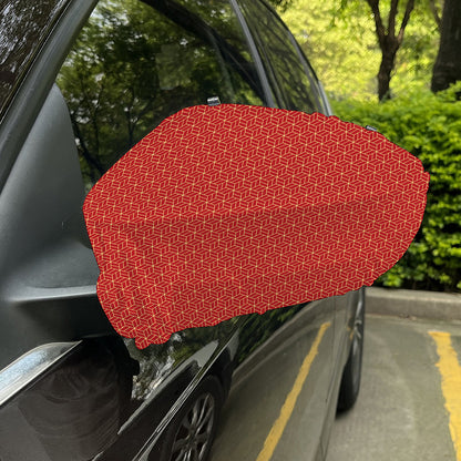 Red Geometric Japanese Pattern Print Car Side Mirror Covers