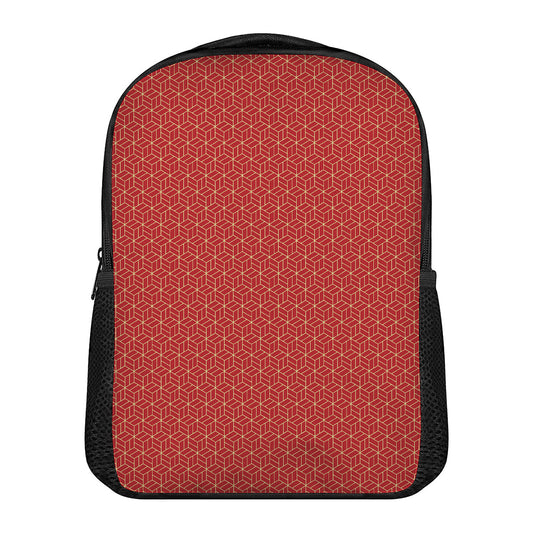 Red Geometric Japanese Pattern Print Casual Backpack