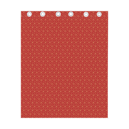 Red Geometric Japanese Pattern Print Curtain