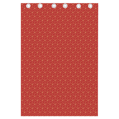 Red Geometric Japanese Pattern Print Curtain