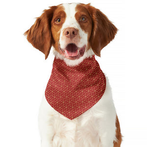 Red Geometric Japanese Pattern Print Dog Bandana