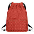 Red Geometric Japanese Pattern Print Drawstring Backpack