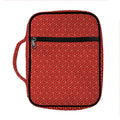 Red Geometric Japanese Pattern Print Front Pocket Bible Bag